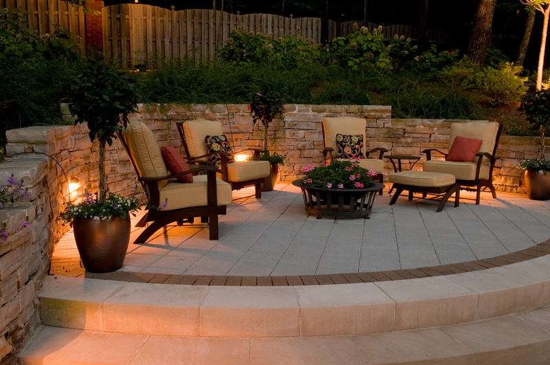 Patio with specialty lighting